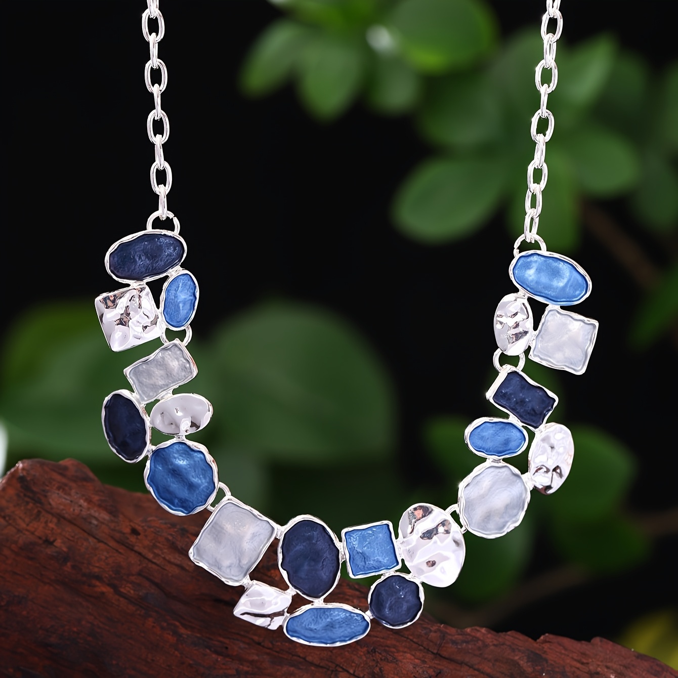 Geometric Oval Earrings & Necklace Set, Painting Design, Zinc Alloy